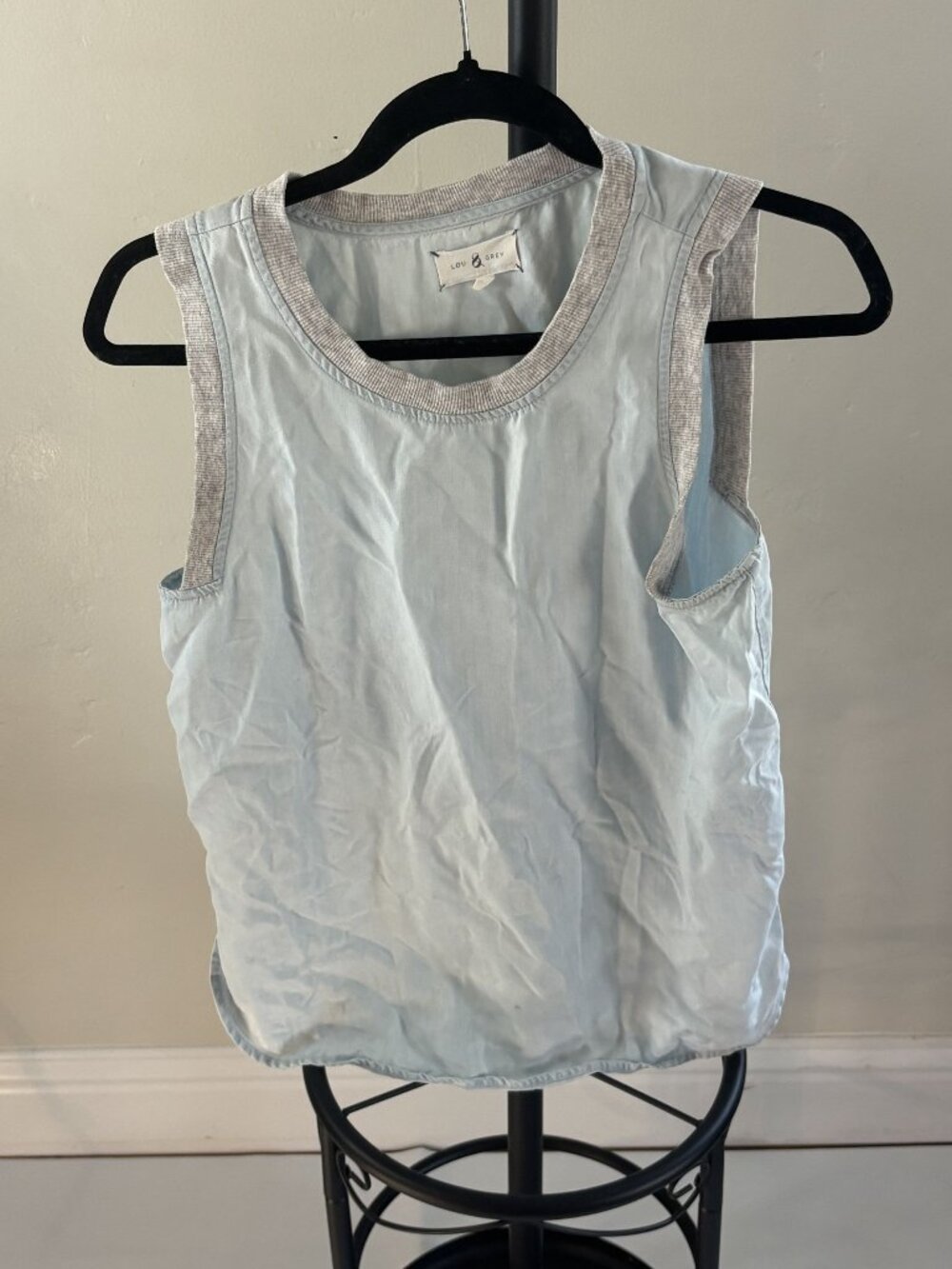 Lou & Grey Womens Light Blue Sleeveless Tank Top Size Small